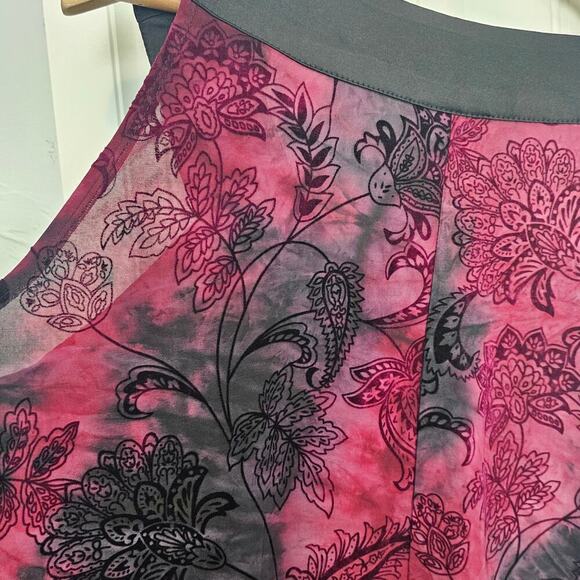 Vintage Y2K Dressbarn Blouse Womens Size 2X Red Velvet Floral Beaded Whimsygoth - Picture 6 of 10